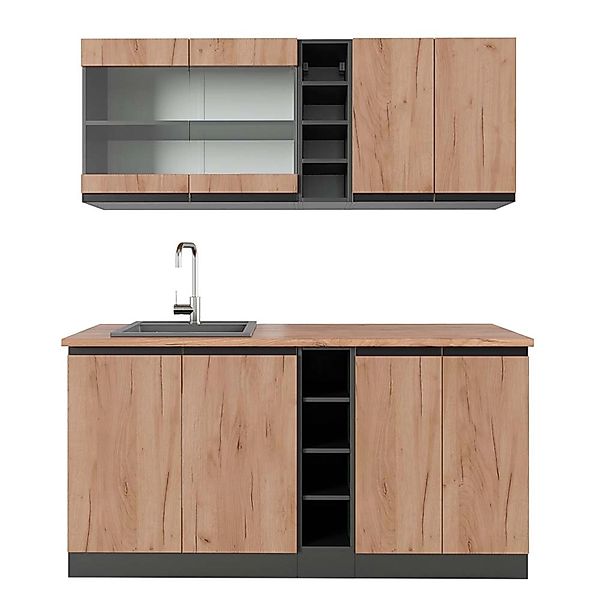 Vicco R-Line Singleküche Goldkraft Eiche/Anthrazit 160 cm AP Eiche ohne E-G günstig online kaufen