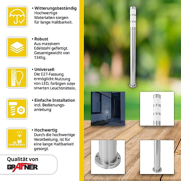 Grafner Gartenleuchte Wegleuchte Edelstahl WL10200 Gartenlampe günstig online kaufen
