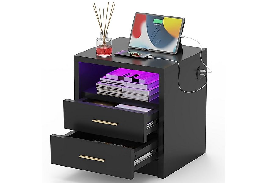 oyajia Nachttisch Nachtschrank mit 2/3 Schubladen, Beistelltisch mit Ladest günstig online kaufen