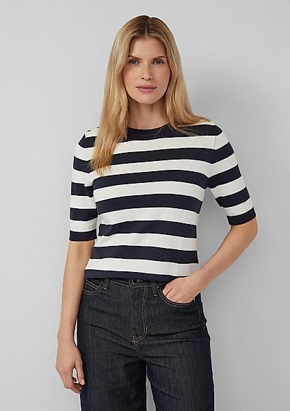 s.Oliver Kurzarmpullover Strickpullover Gestreifter Feinstrickpullover günstig online kaufen