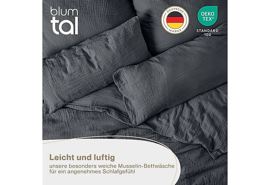 Blumtal Bettwäsche Musselin 100% Baumwolle im Set, Kopfkissenbezug & Decken günstig online kaufen