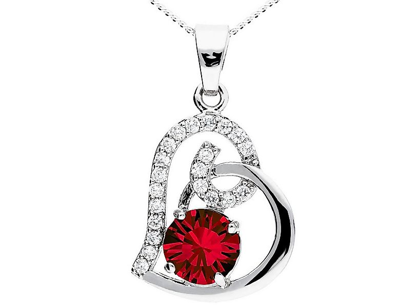 LÖB Kette mit Anhänger 18K Weißgold vergoldet Kette Zirkonia Steine Herz An günstig online kaufen
