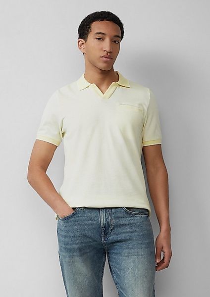 s.Oliver Kurzarmshirt Polo-Shirt Poloshirt aus zweifarbigem Piqué mit Brust günstig online kaufen