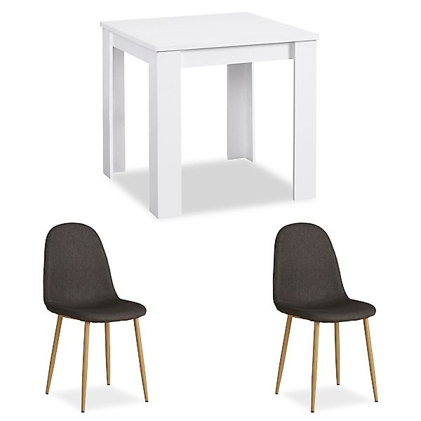 Homestyle4u Essgruppe mit 2 Polsterstühlen in Weiß und Anthrazit 2373 günstig online kaufen