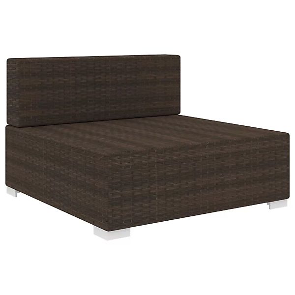 Modular-sofa-mittelteil 1 Stk. + Auflagen Poly Rattan Braun günstig online kaufen