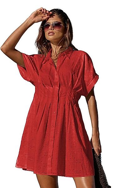 LIPSY Minikleid Lipsy Kurzärmeliges Mini-Hemdkleid, Lochstickerei (1-tlg) günstig online kaufen