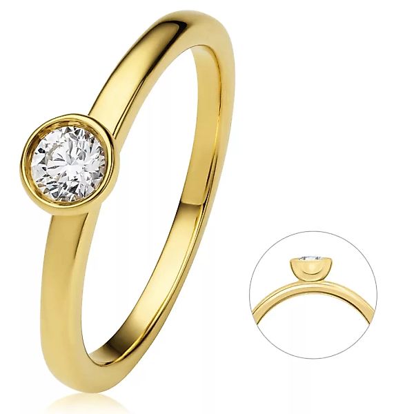 ONE ELEMENT Diamantring "0.25 ct Diamant Brillant Zarge Ring aus 585 Gelbgo günstig online kaufen