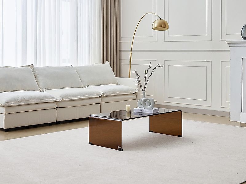 Couchtisch - gebogenes Sicherheitsglas - Braun - ALONZO günstig online kaufen