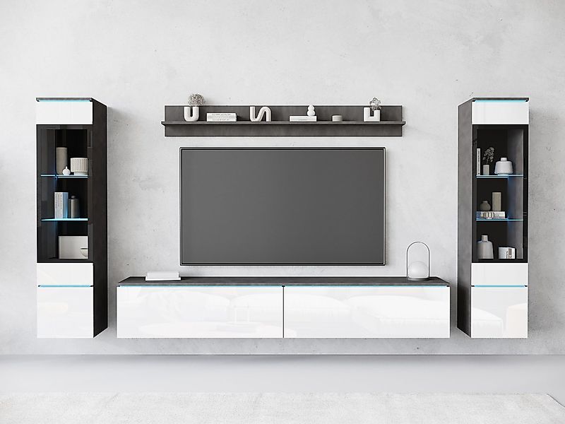 INOSIGN Wohnwand VERA II, Vitrinen Türanschlag wechselbar, (Komplett-Set, 4 günstig online kaufen