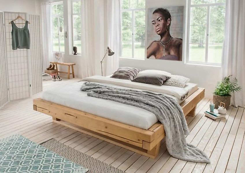 Natur24 Bett Monaco Balkenbett Bett OK 180x200 Fichte Natur günstig online kaufen