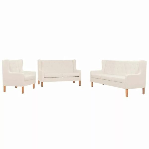 vidaXL Sofa Sofa-Set 3-tlg Stoff Cremeweiß günstig online kaufen