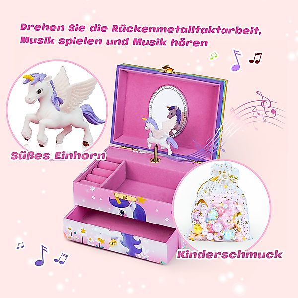 AdelDream Schmuckkasten Musik-Aufbewahrungsbox mit Einhorn Engelsflügeln günstig online kaufen