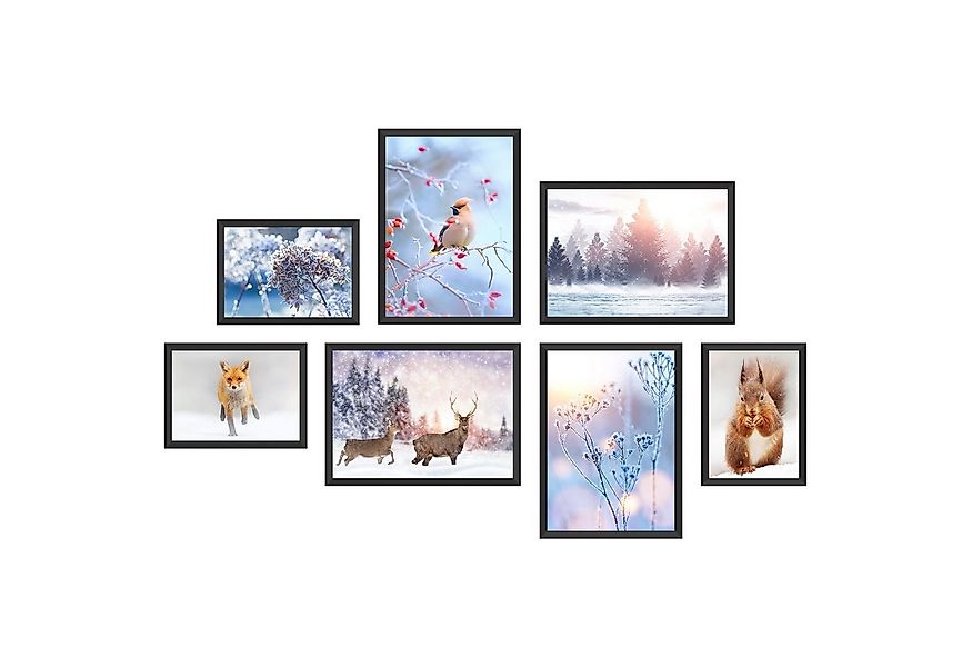 WallSpirit Poster Poster Set "Winter" – 7 Motive beidseitig bedruckt – OHNE günstig online kaufen