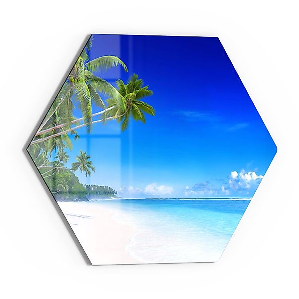 DEQORI Glasbild 'Palmen am Sandstrand', 'Palmen günstig online kaufen