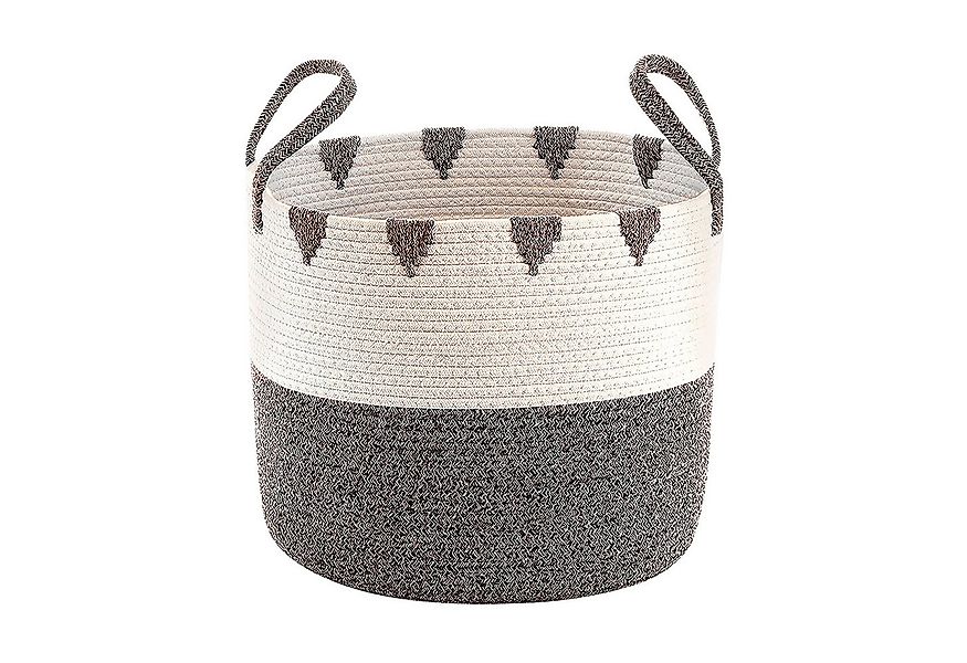Kobolo Aufbewahrungskorb Baumwollkorb Korb in braun und weiß mit Griffen (1 günstig online kaufen