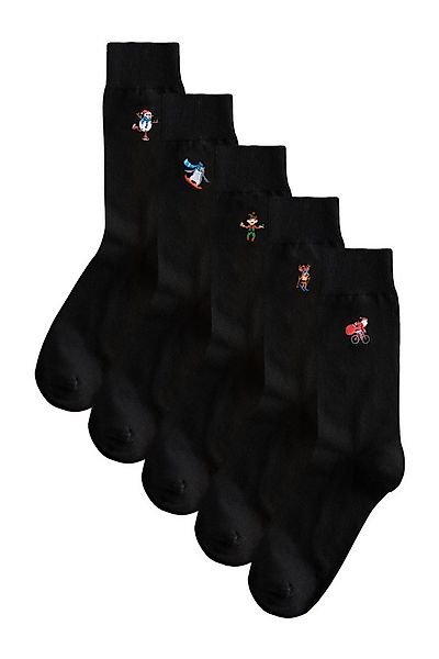 Next Basicsocken Socken mit aufgesticktem Weihnachtsmotiv, 5er-Pack (5-Paar günstig online kaufen