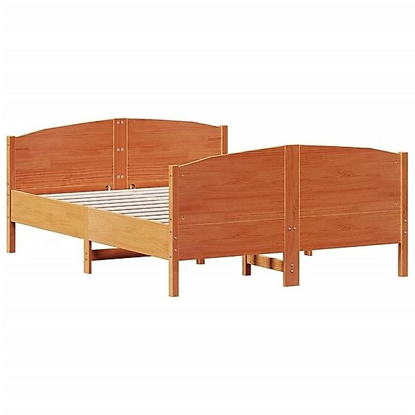 vidaXL Bett Massivholzbett mit Kopfteil Wachsbraun 120x190 cm Kiefer günstig online kaufen