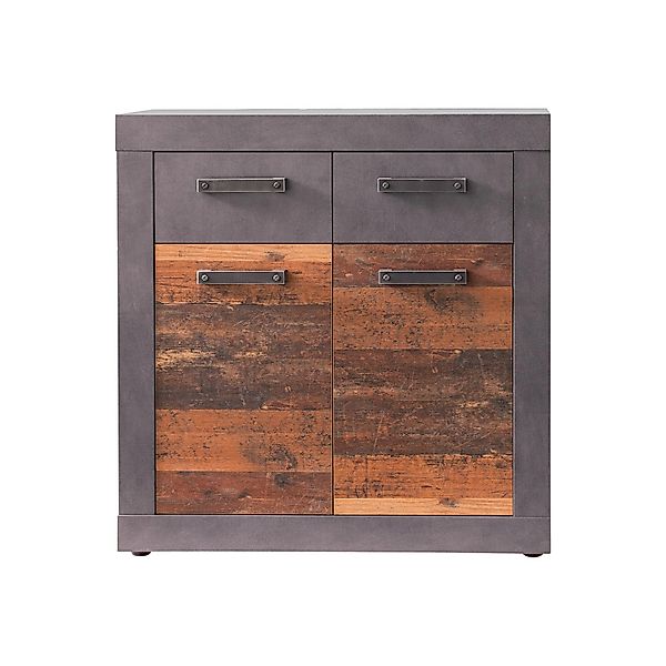 ebuy24 Indy Kommode 2 Türen 2 Schubladen Grau Eiche Dekor Old Wood Dekor günstig online kaufen