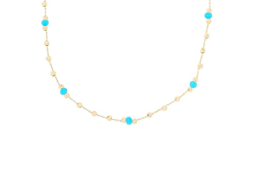Stella-Jewellery Collier 585er Gold Collierkette mit Kugeln Turkis Steinen, günstig online kaufen