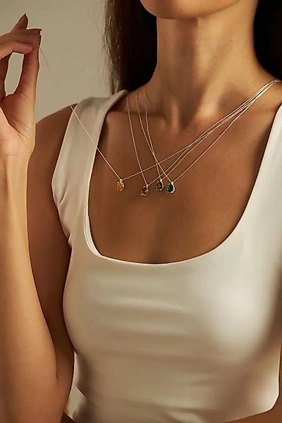 Einzelstück Kette mit Anhänger Halskette DROP SMERALDO Silber günstig online kaufen