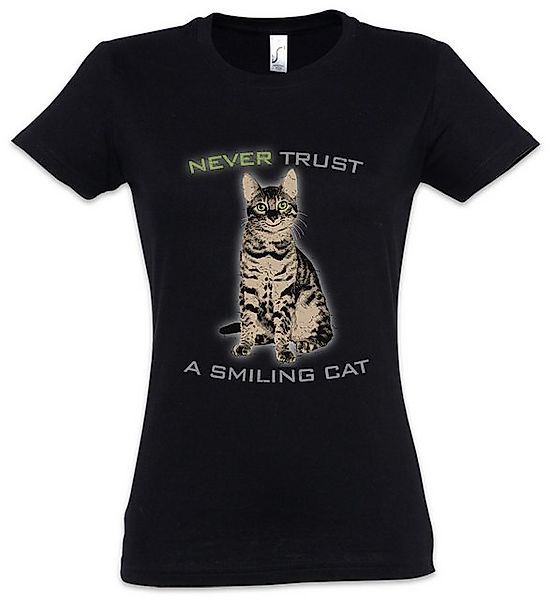 Urban Backwoods Print-Shirt Never Trust A Smiling Cat Damen T-Shirt Katze K günstig online kaufen