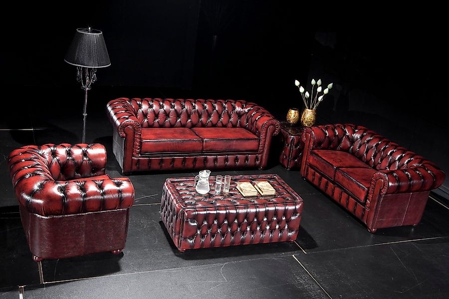 Salottini Wohnzimmertisch Luxus Chesterfield XL Ledertisch günstig online kaufen