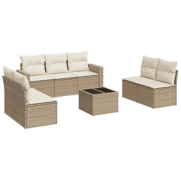 vidaXL 8-Tlg Garten-Sofagarnitur mit Kissen Beige Poly Rattan 3251175 günstig online kaufen