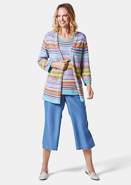 GOLDNER Strickjacke Kurzgröße: Abstrakt gemusterte Jaquardstrickjacke günstig online kaufen