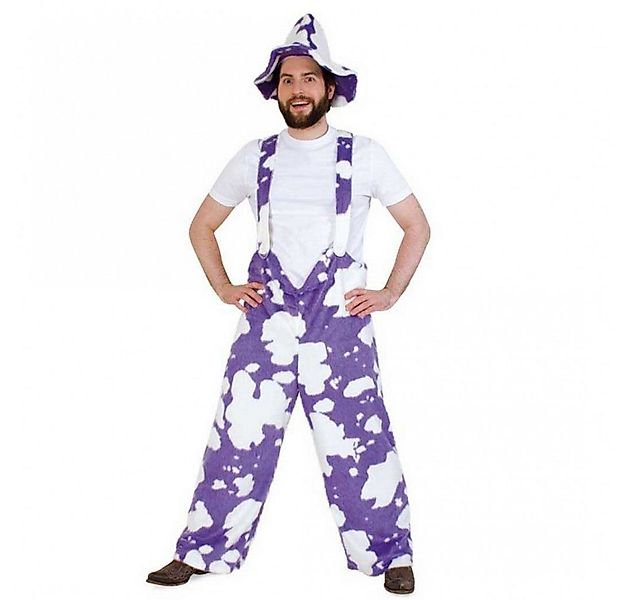 Fries Kostüm Kuh Latzhose Lila-Weiß für Erwachsene günstig online kaufen