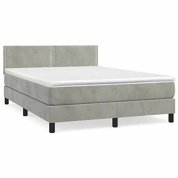 vidaXL Boxspringbett mit Matratze Hellgrau 140x200 cm Samt1348968 günstig online kaufen