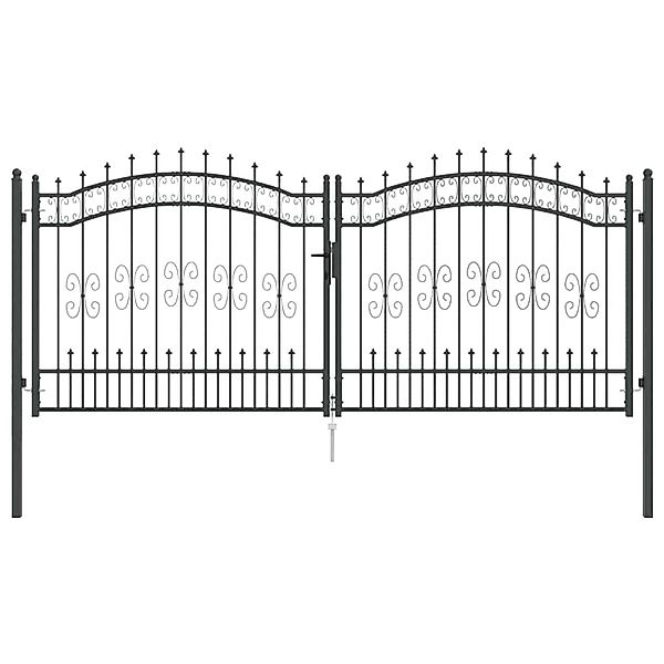 vidaXL Zauntor mit Speer-Top mit Schloss Grau 305 x 125 cm Stahl 42009044 günstig online kaufen