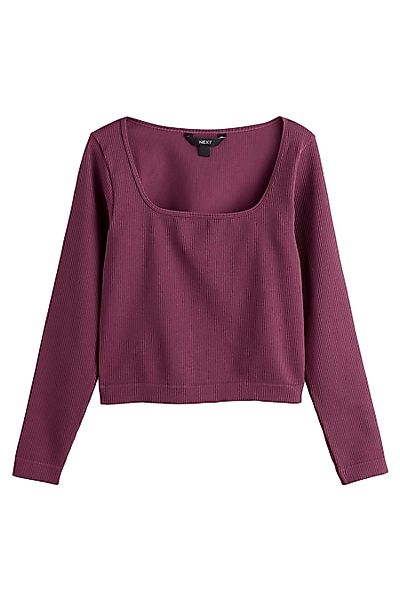 Next Langarmshirt Geripptes Langarmtop mit tiefem günstig online kaufen