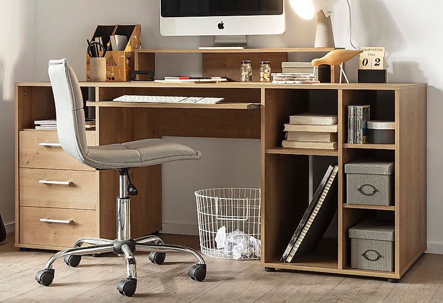 VOGL Möbelfabrik Schreibtisch "Timra", Tastaturauszug, Aufsatz & Towerfach, günstig online kaufen
