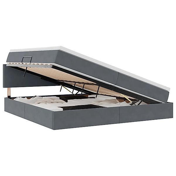 vidaXL Bett mit Stauraum und LED Dunkelgrau 200 x 200 cm Samt 3371356 günstig online kaufen