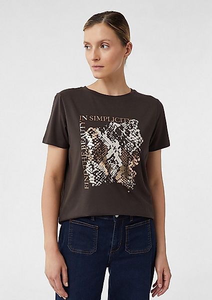 comma Kurzarmshirt T-Shirt T-Shirt mit Artwork und Schmucksteinen günstig online kaufen