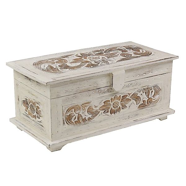 Oriental Galerie Truhe Weiße Truhe Blumen günstig online kaufen