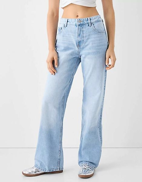 Bershka Wide Leg 90'S Jeans Damen 44 Ausgewaschenes Blau günstig online kaufen