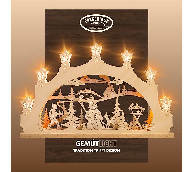 Weigla Schwibbogen Schneemann im Wald, Lichterbogen aus Holz, NATUR, Made i günstig online kaufen