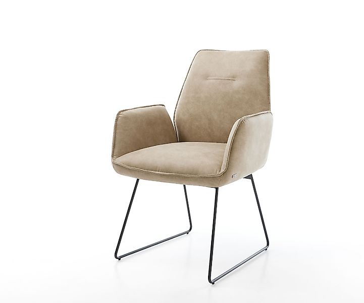 Esszimmerstuhl Zoa-Flex Mikrofaser Beige Vintage Kufengestell Schwarz Tasch günstig online kaufen