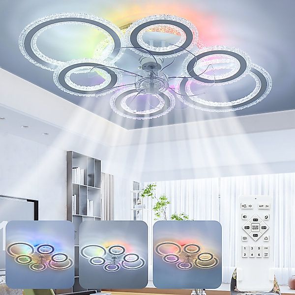 LETGOSPT Deckenleuchte 90W Leise Deckenventilator mit günstig online kaufen
