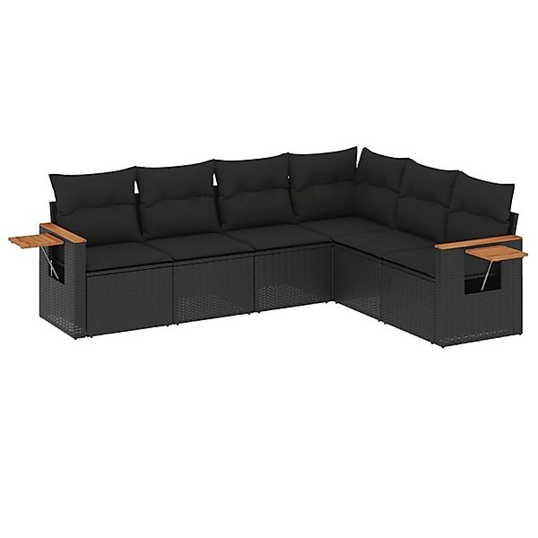 vidaXL 6-Tlg Garten-Sofagarnitur mit Kissen Schwarz Poly Rattan 3226839 günstig online kaufen