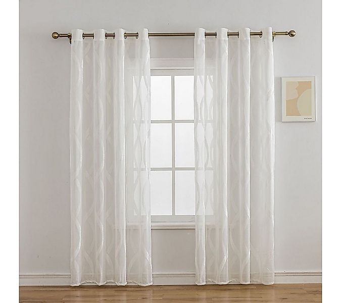 BYSURE Gardine Vorhang mit Wellenmuster (2 St), Ösen, halbtransparent, Voil günstig online kaufen