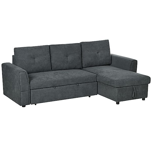 HOMCOM 3-Sitzer-Sofa mit Schlafunktion, Schlafsofa mit Chaiselongue, Polste günstig online kaufen