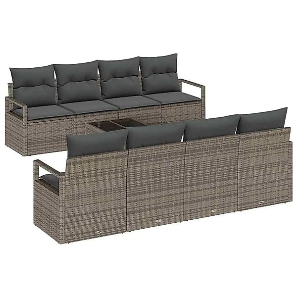 vidaXL Gartensofa-set mit Kissen mit Speicher 9-Tlg Grau Poly-Rattan 335497 günstig online kaufen