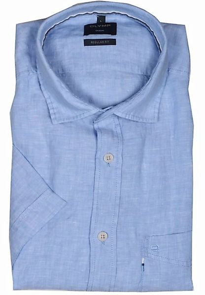 OLYMP Kurzarmhemd Olymp Leinenhemd 1/2 Arm regular fit - hellblau L (1-tlg) günstig online kaufen