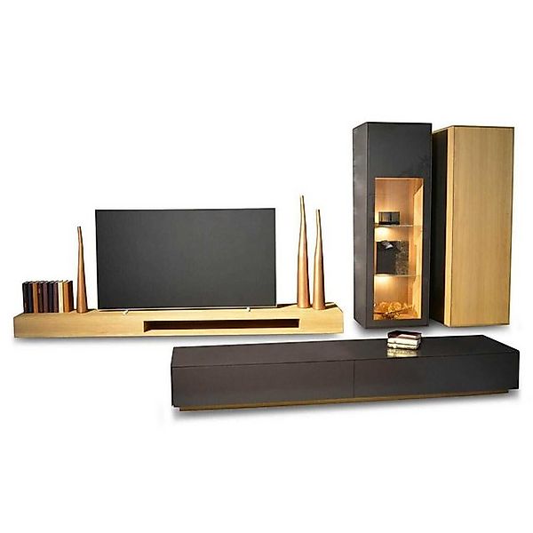 WK WOHNEN Anbauschrank Wohnwand WK 456 MDF Lack Braun Wildeiche Bianco günstig online kaufen