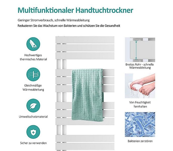 EMKE Badheizkörper Flach Paneelheizkörper Handtuchtrockner, 570W für 6qm Ra günstig online kaufen