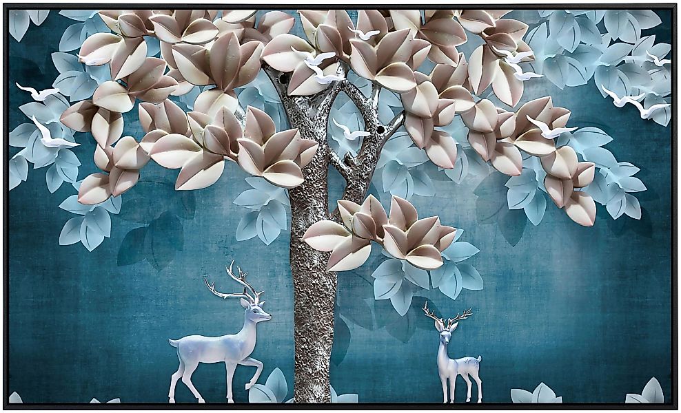Papermoon Infrarotheizung »Muster mit Blumen und Hirschen« günstig online kaufen