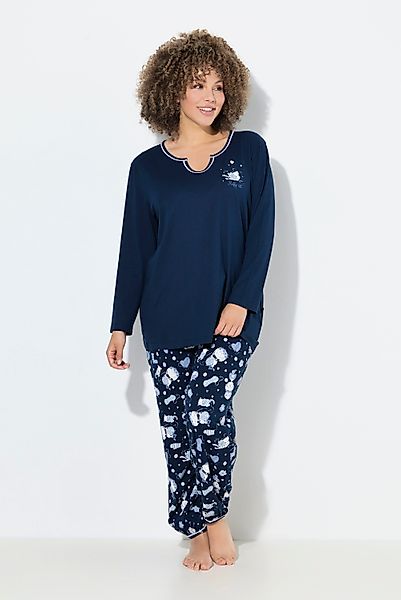 Ulla Popken Pyjama Pyjama Katzen Tunika-Ausschnitt günstig online kaufen