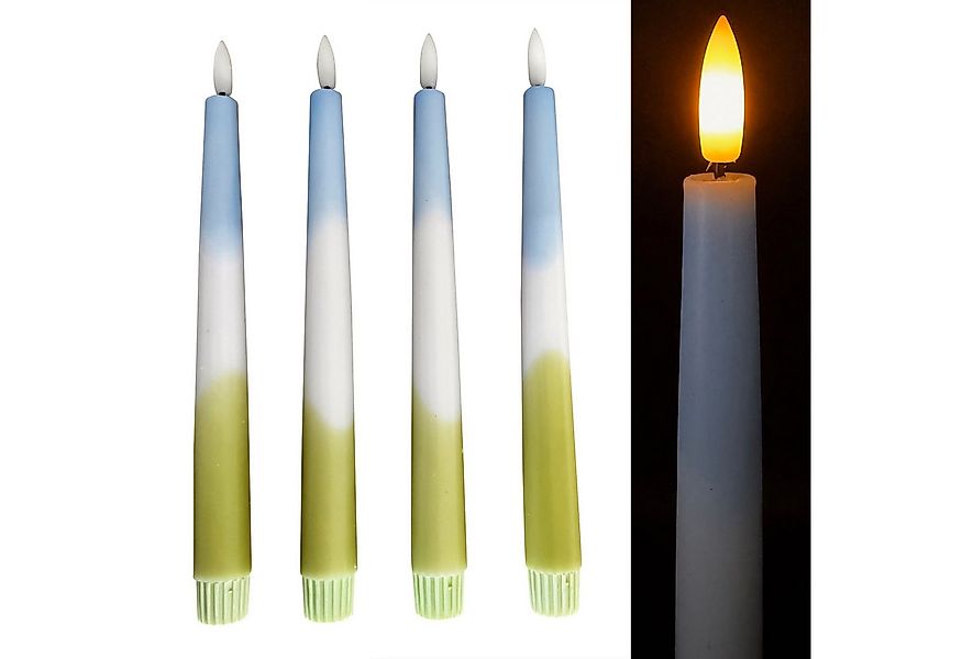 Online-Fuchs LED-Kerze - 4 LED-Stabkerzen Tricolor aus Echtwachs mit 6-Stun günstig online kaufen